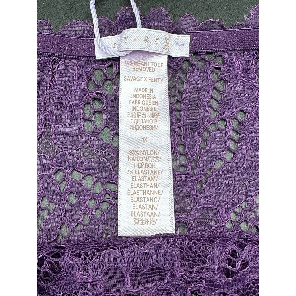 Savage ‎ Fenty Thong  Purple Lace Underwear Lingerie Size XL New
